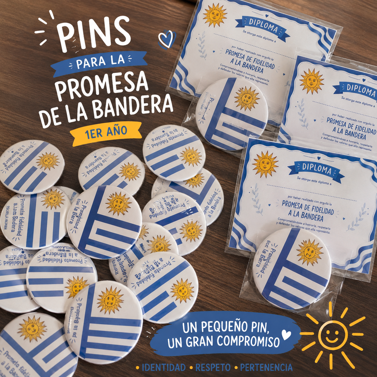 Pins Prendedor Edición Promesa de fidelidad a la bandera 58 mm - 10 unidades - Imagen 2