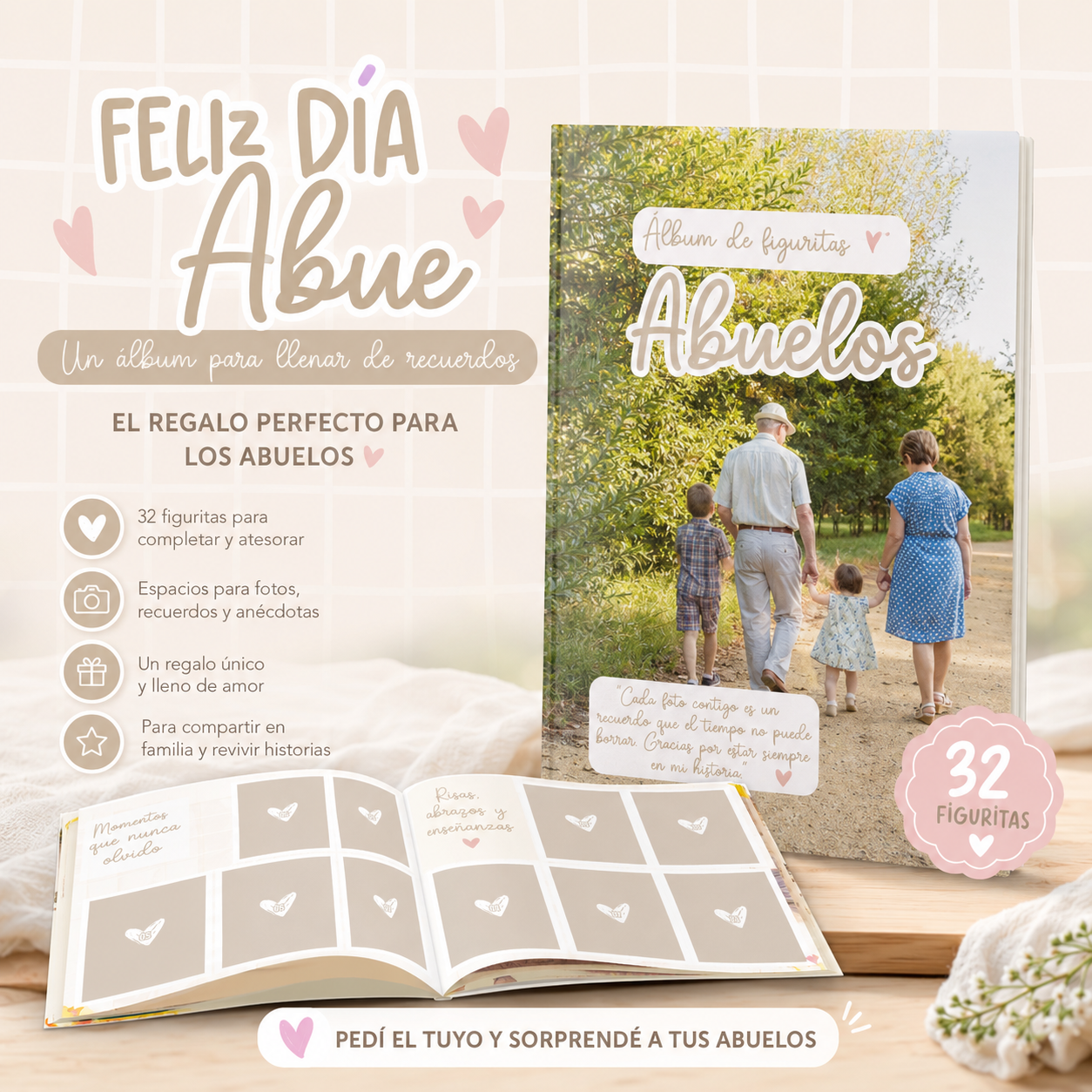 Álbum de 32 figuritas día de los abuelos